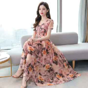 Korean Style Printed Summer Dress for Women
