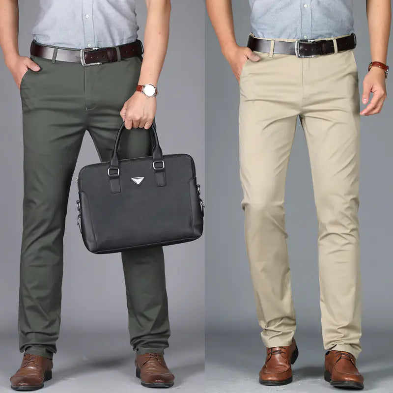 Men's Casual Summer Pants - Slim Fit Stretch Cotton