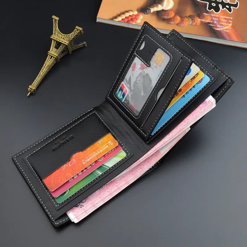 Slim Men's Wallet with Zipper Coin Pocket and Card Holder