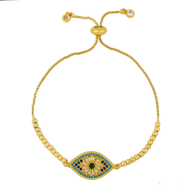 Colorful Crystal Evil Eye Bracelet with Rhinestones
