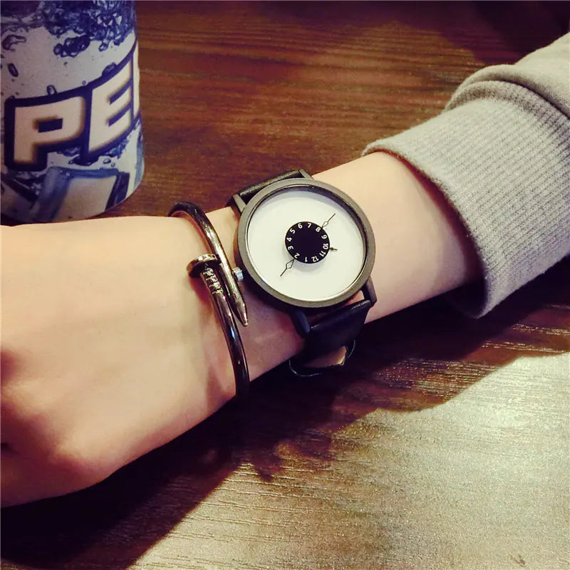 Minimalist Black and White Couple Quartz Watches