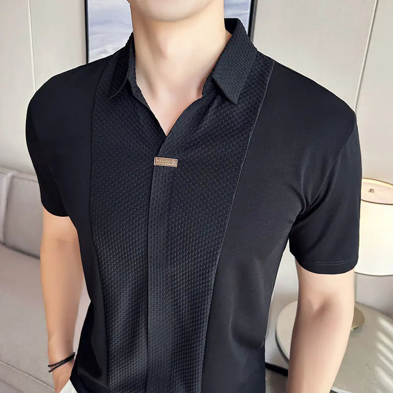 Korean Slim Fit Men's Short Sleeve Polo Shirt