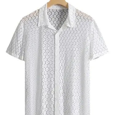 2024 Men's Fashion Lace Short Sleeve Shirt