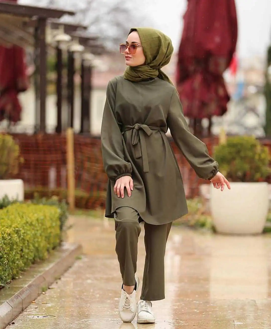 Plus Size Two-Piece Arabic Muslim Women's Outfit