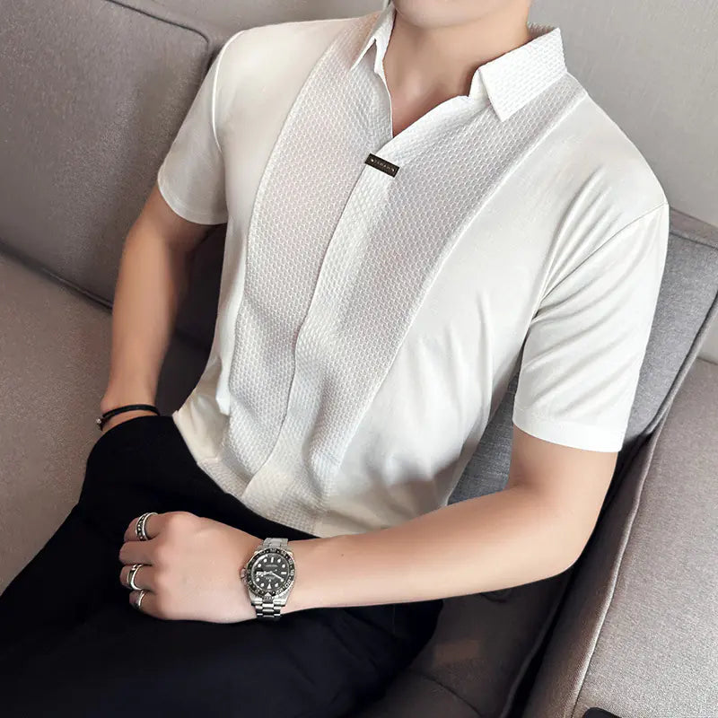 Korean Slim Fit Men's Short Sleeve Polo Shirt