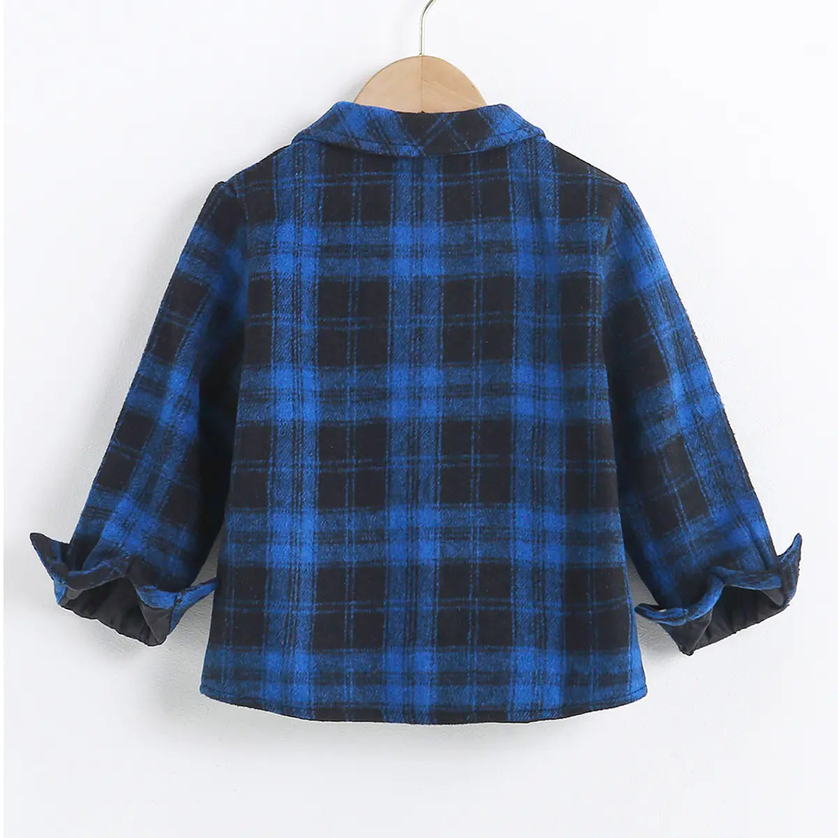 Autumn Winter Blue Plaid Flannel Shirt for Kids