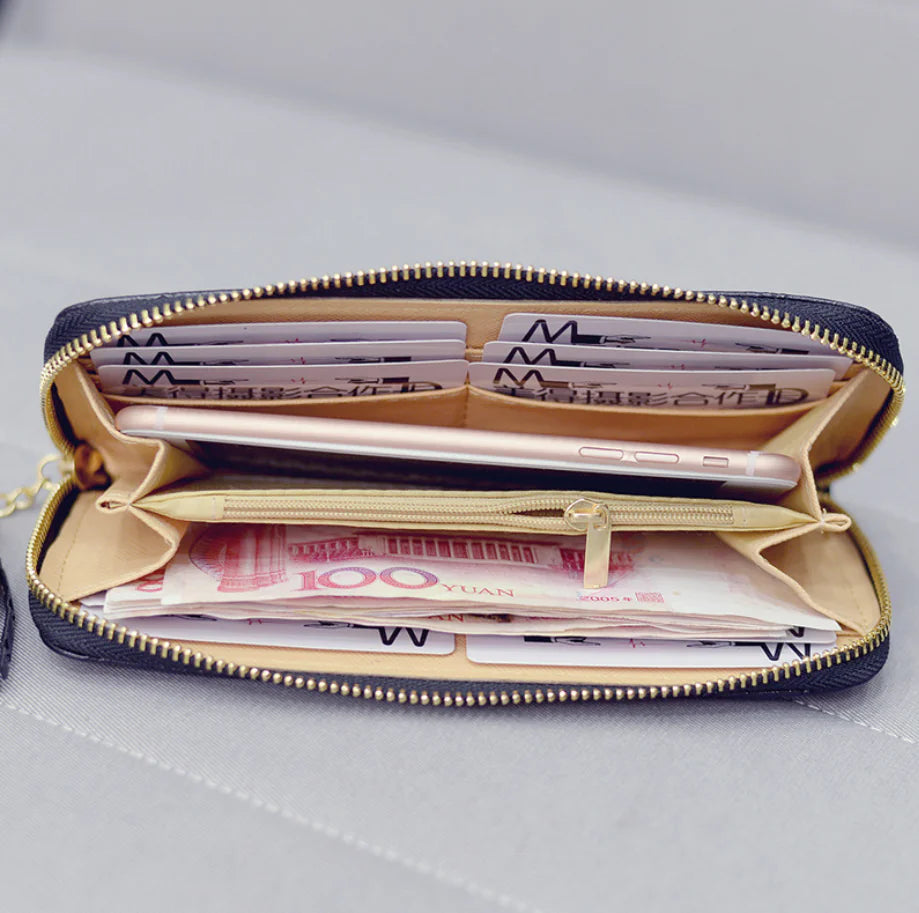 Stylish Long Women's Wallet with Zipper and Phone Pouch