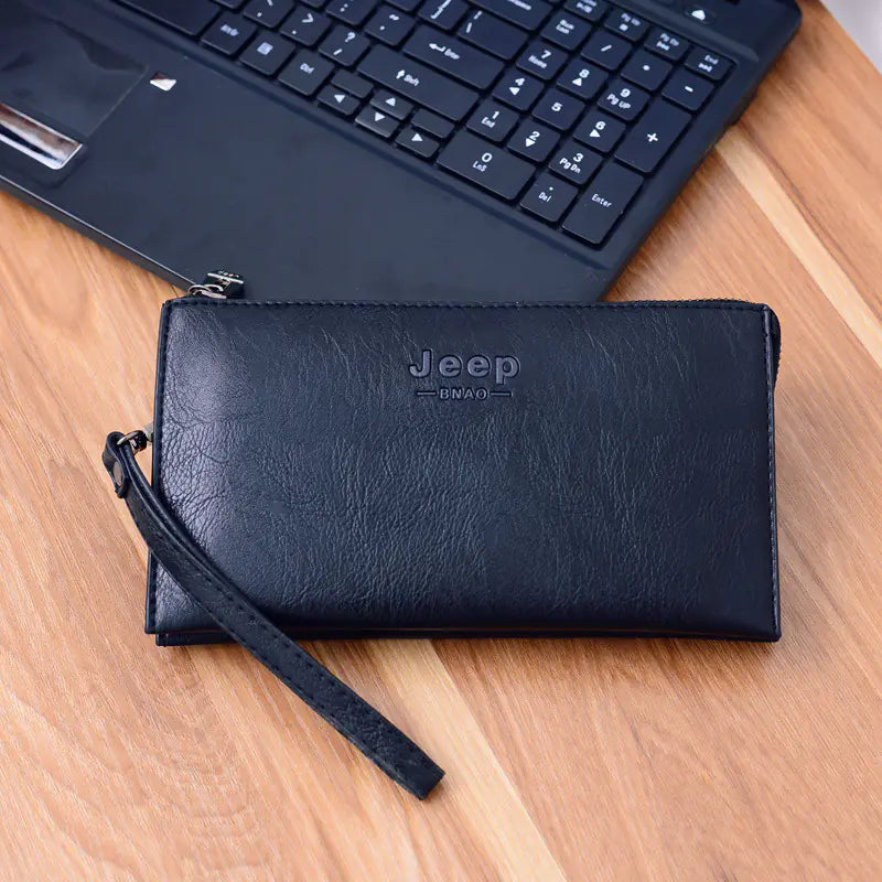 Men's Long Zipper Wallet with Phone and Card Holder