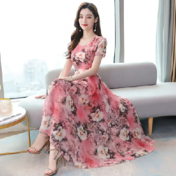 Korean Style Printed Summer Dress for Women