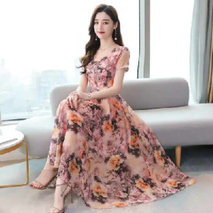Korean Style Printed Summer Dress for Women