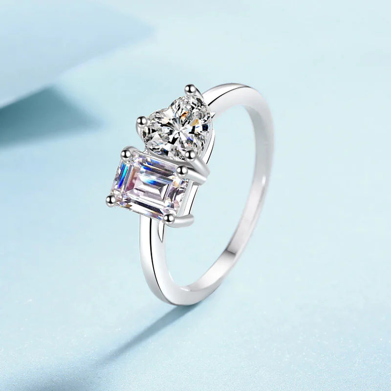 S925 Sterling Silver Moissanite Love Ring
