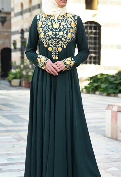 Luxury Ethnic Style Printed Long Dress and Robe