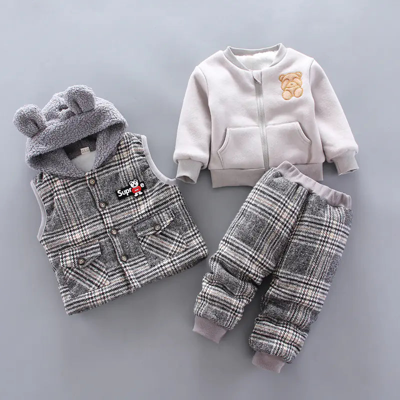 Winter Korean Style Baby Boys' Cartoon 3-Piece Set