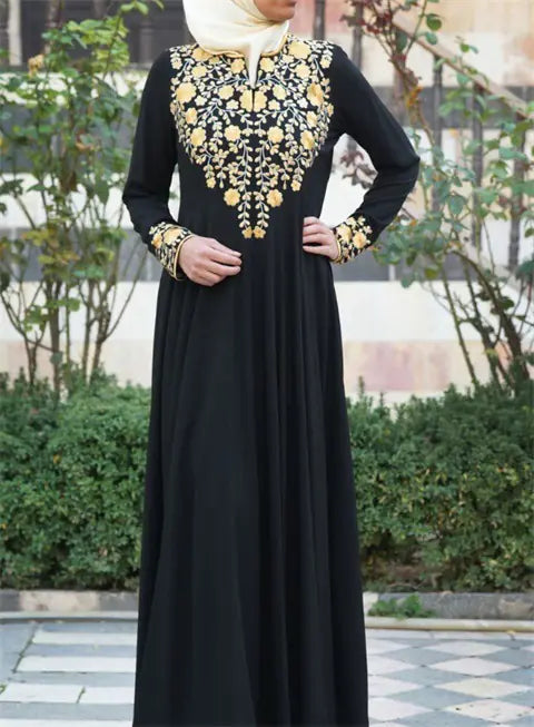 Luxury Ethnic Style Printed Long Dress and Robe