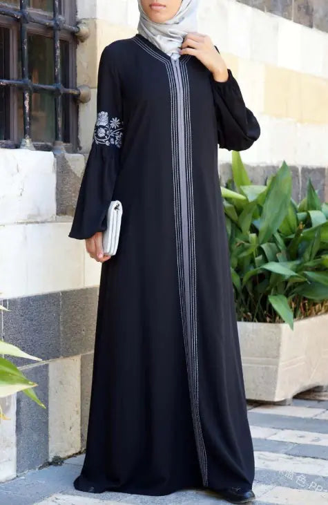 Elegant Long Sleeve Printed Ethnic Style Dress for Women