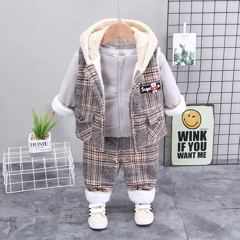 Winter Korean Style Baby Boys' Cartoon 3-Piece Set