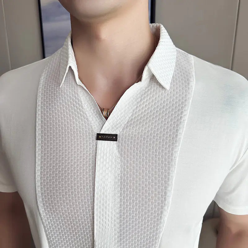 Korean Slim Fit Men's Short Sleeve Polo Shirt