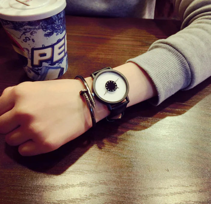 Minimalist Black and White Couple Quartz Watches