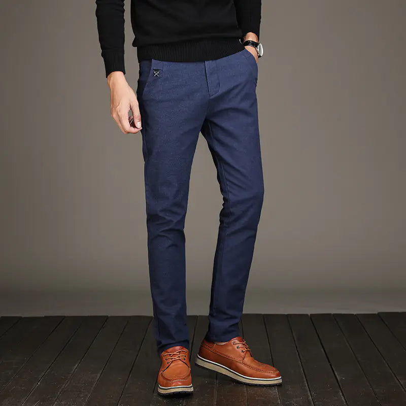 Men's Casual Stretch Pants - Slim Fit Cotton-Linen