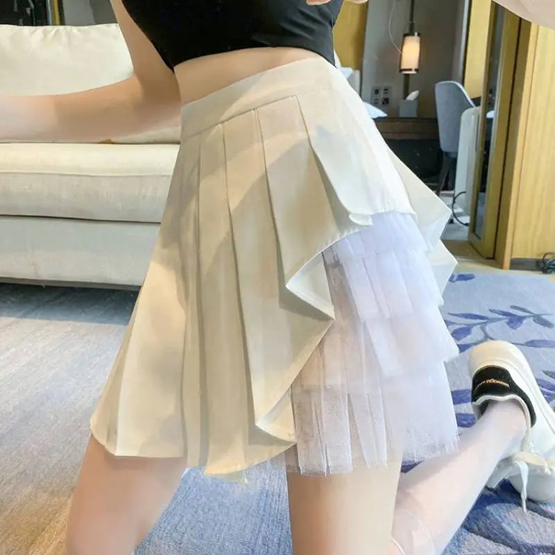 Pleated Women's Skirt with Mesh Detail