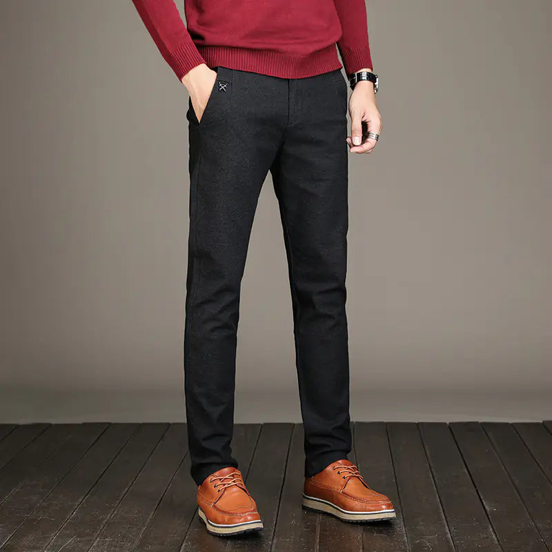 Men's Casual Stretch Pants - Slim Fit Cotton-Linen
