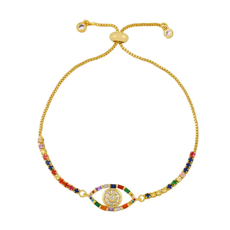 Colorful Crystal Evil Eye Bracelet with Rhinestones