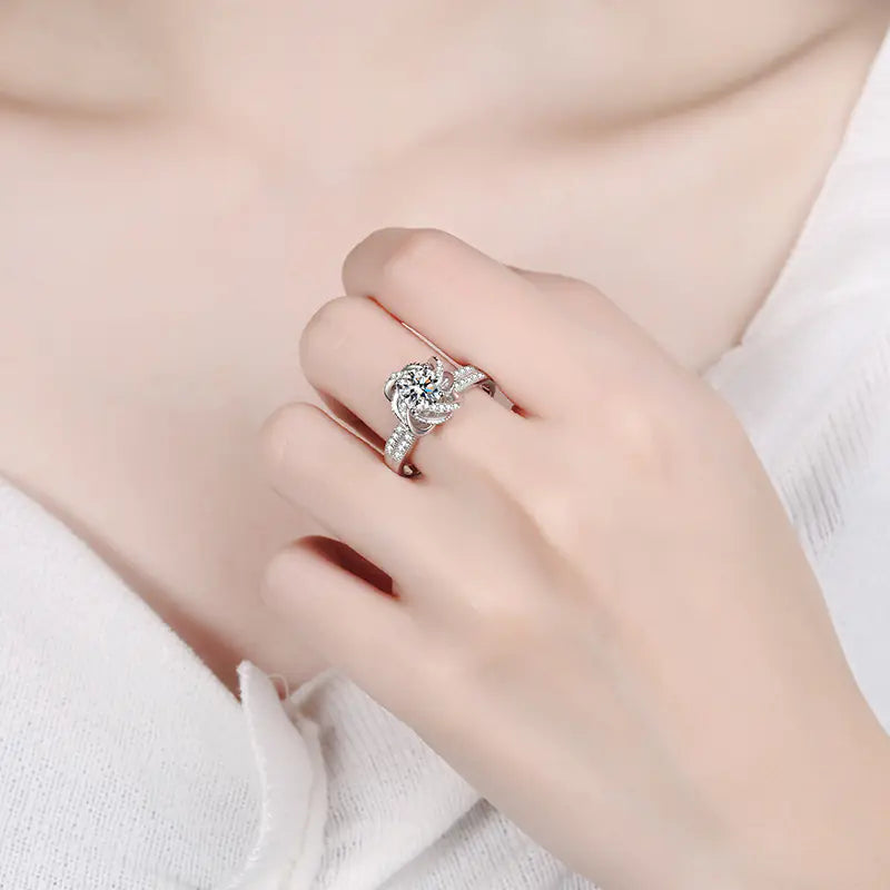 S925 Sterling Silver Moissanite Ring for Girls