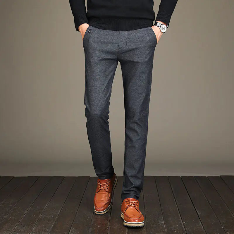 Men's Casual Stretch Pants - Slim Fit Cotton-Linen