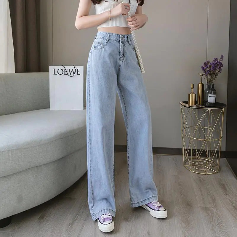 High-Waisted Loose-Fitting Straight-Leg Pants