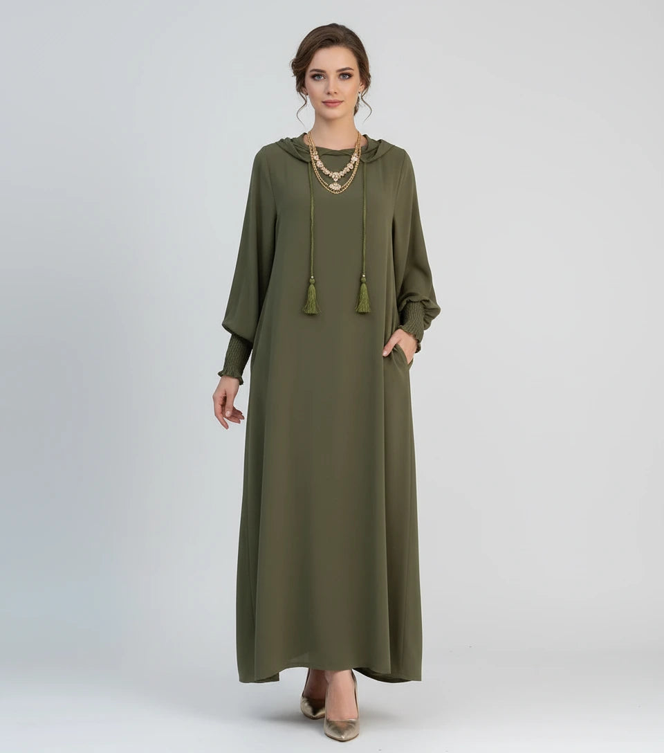 Dubai Turkey Solid Color Dress