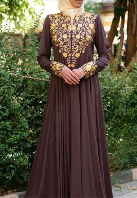 Luxury Ethnic Style Printed Long Dress and Robe