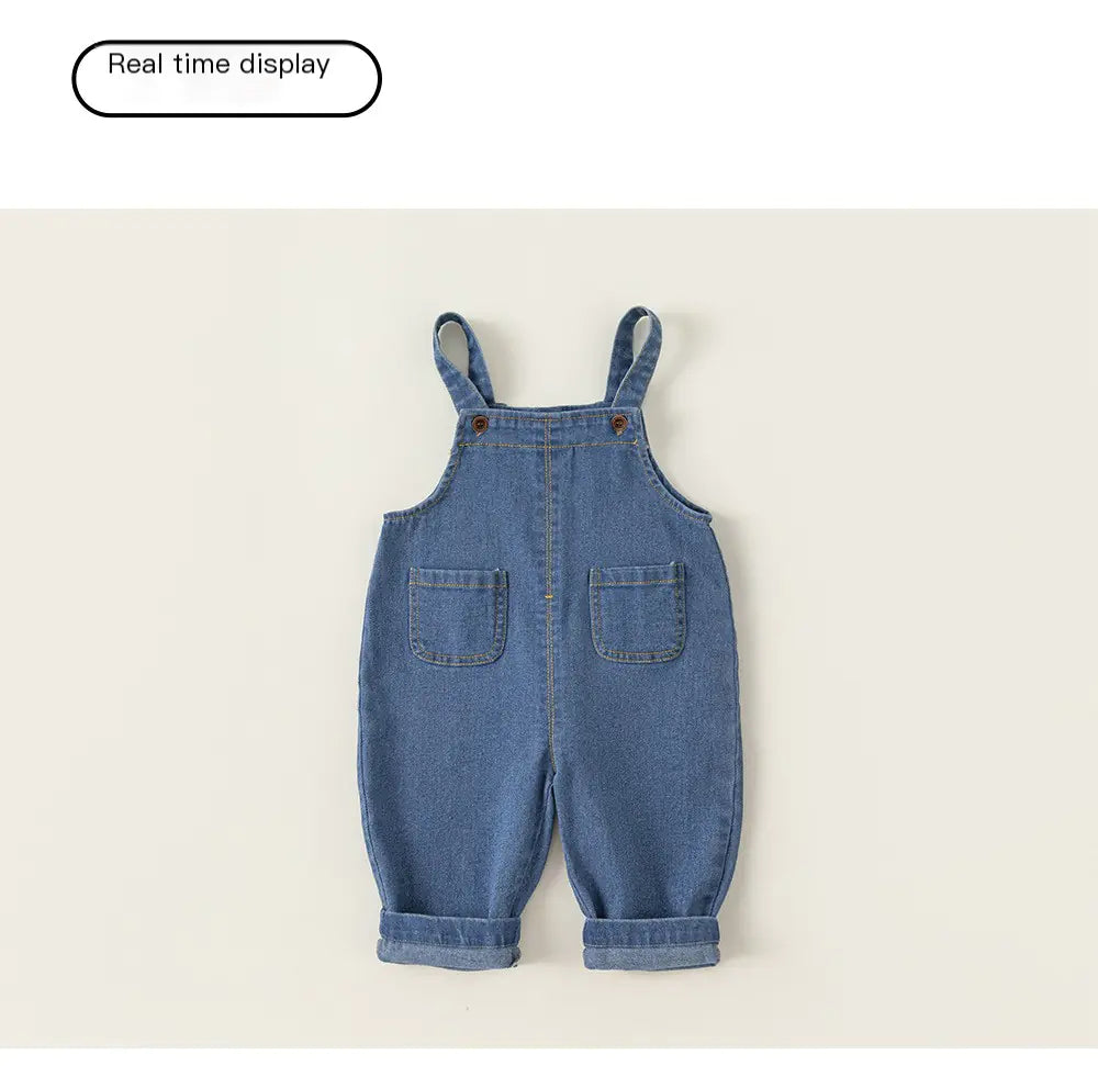 Korean Style Kids' Denim Overalls for Boys and Girls