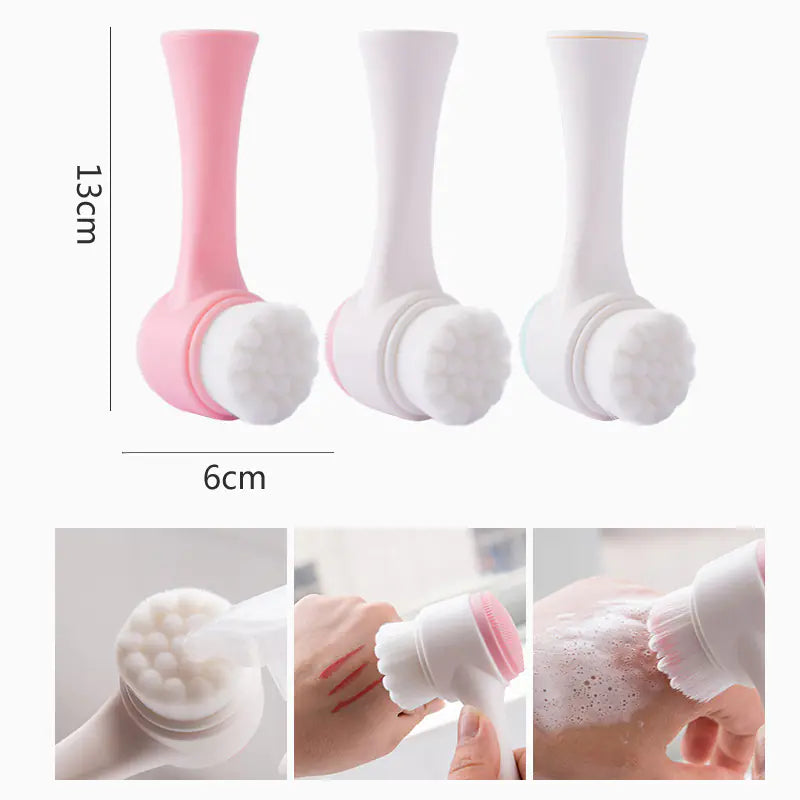 3D Dual-Sided Soft Silicone Facial Cleansing Brush