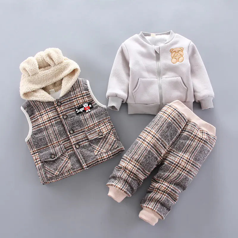 Winter Korean Style Baby Boys' Cartoon 3-Piece Set