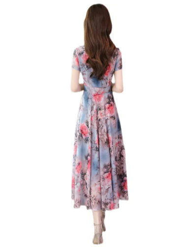 Korean Style Printed Summer Dress for Women