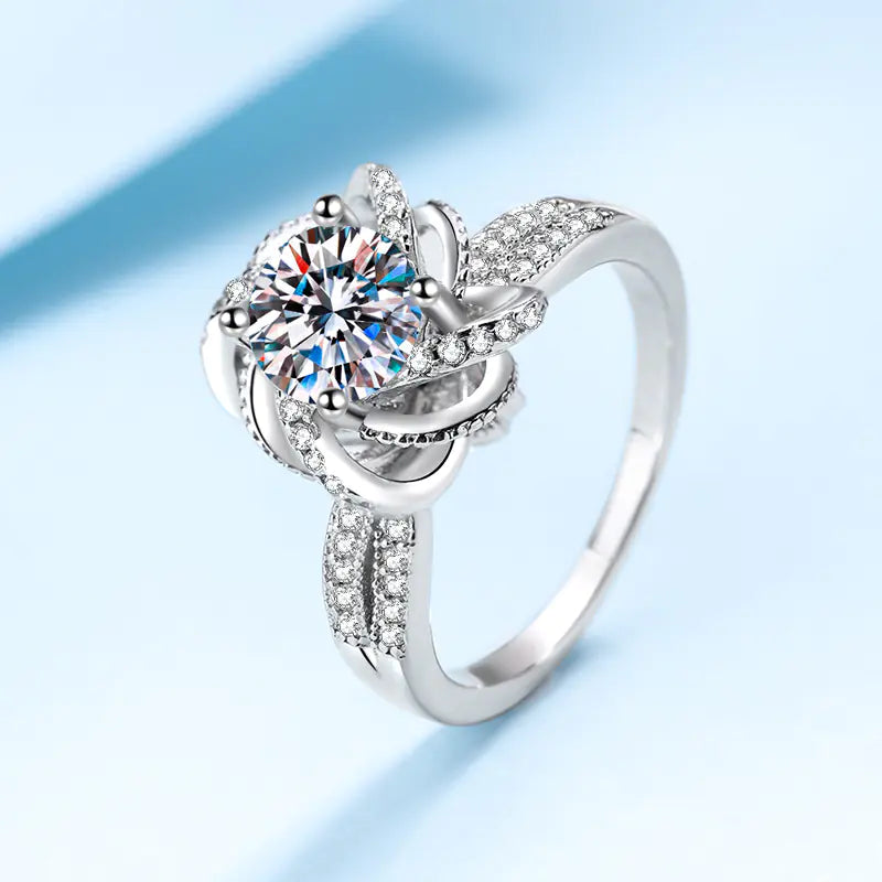 S925 Sterling Silver Moissanite Ring for Girls