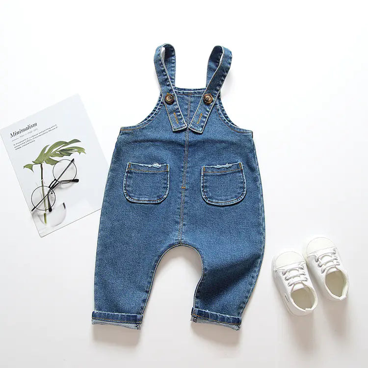 Korean Style Kids' Denim Overalls for Boys and Girls