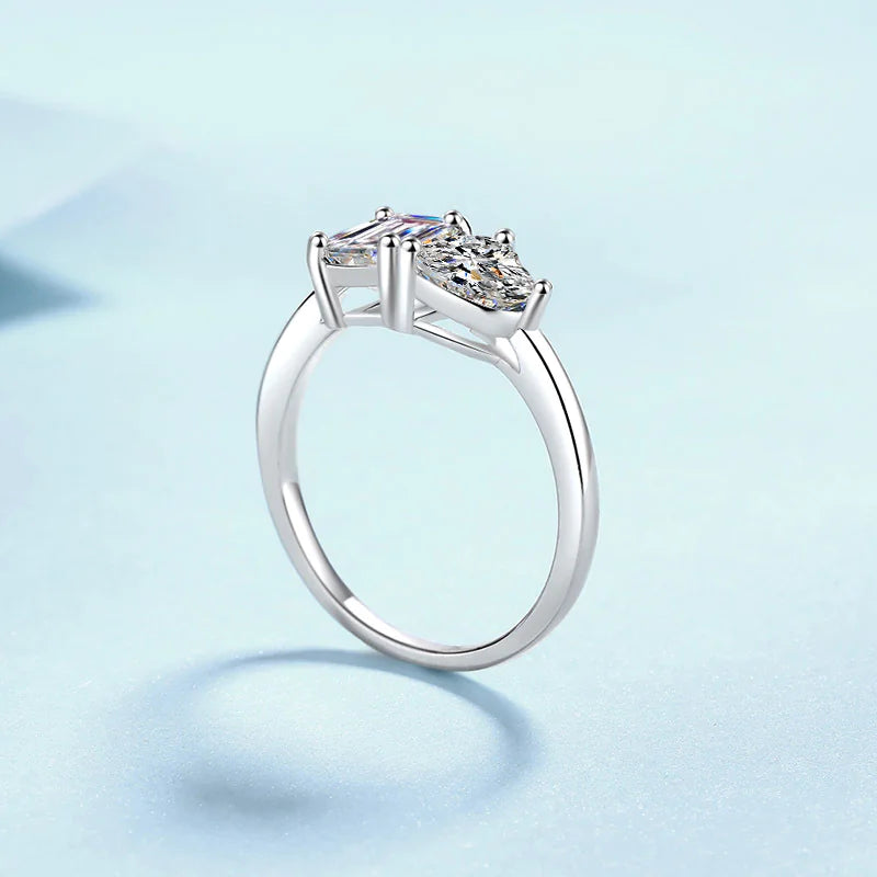 S925 Sterling Silver Moissanite Love Ring