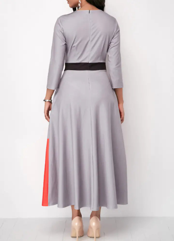 Fashionable A-Line Midi Dress with 3/4 Sleeves