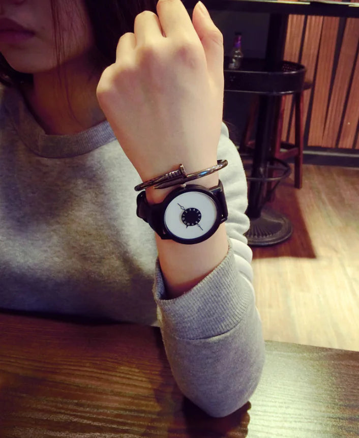 Minimalist Black and White Couple Quartz Watches