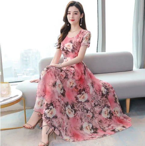 Korean Style Printed Summer Dress for Women