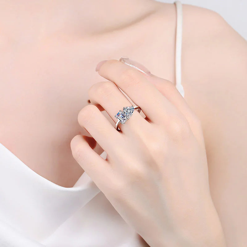 S925 Sterling Silver Moissanite Love Ring