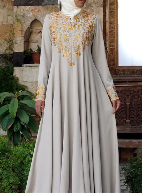 Luxury Ethnic Style Printed Long Dress and Robe