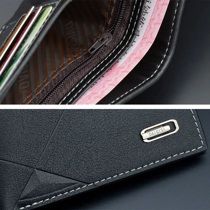 Slim Men's Wallet with Zipper Coin Pocket and Card Holder