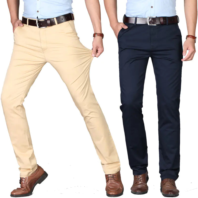 Men's Casual Summer Pants - Slim Fit Stretch Cotton