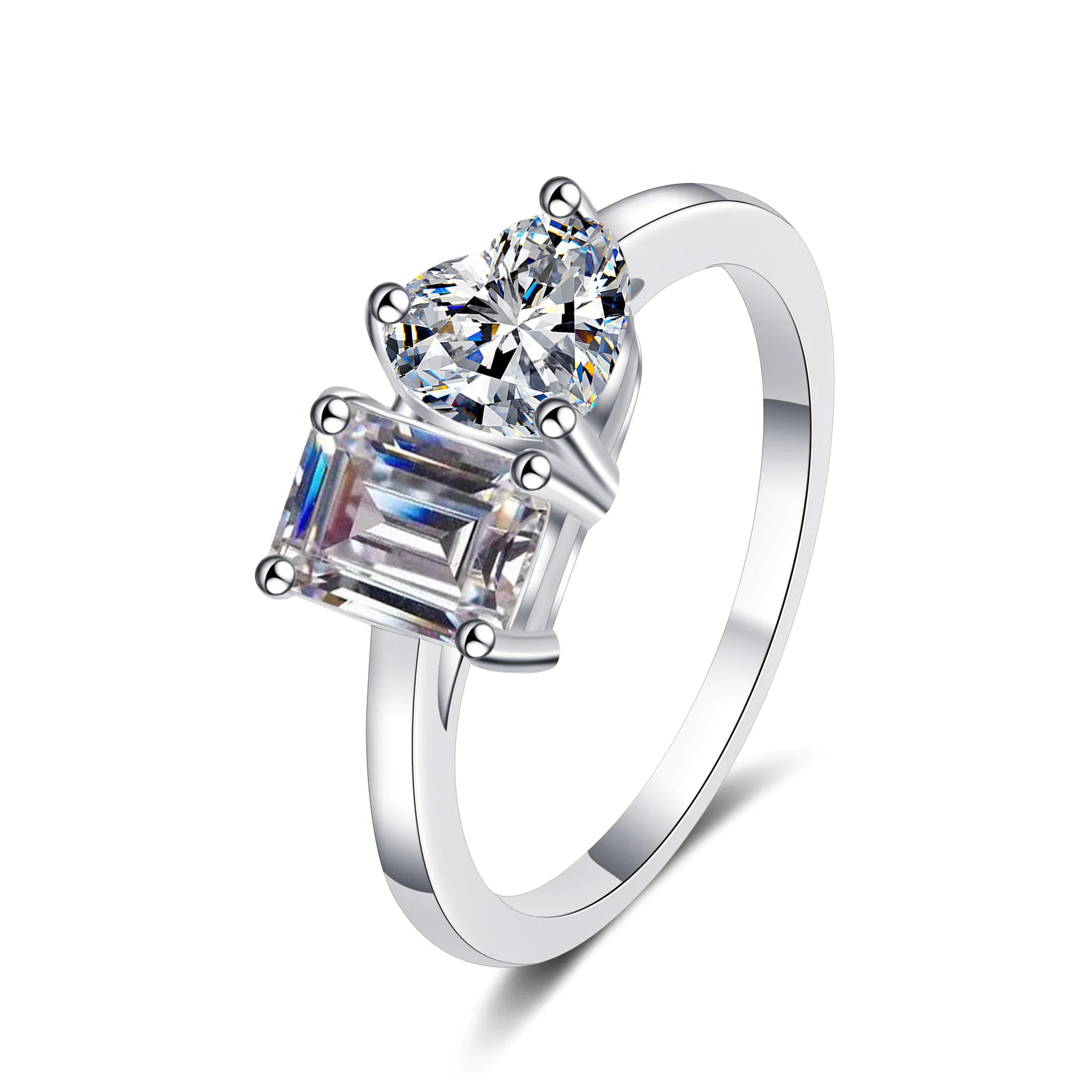 S925 Sterling Silver Moissanite Love Ring