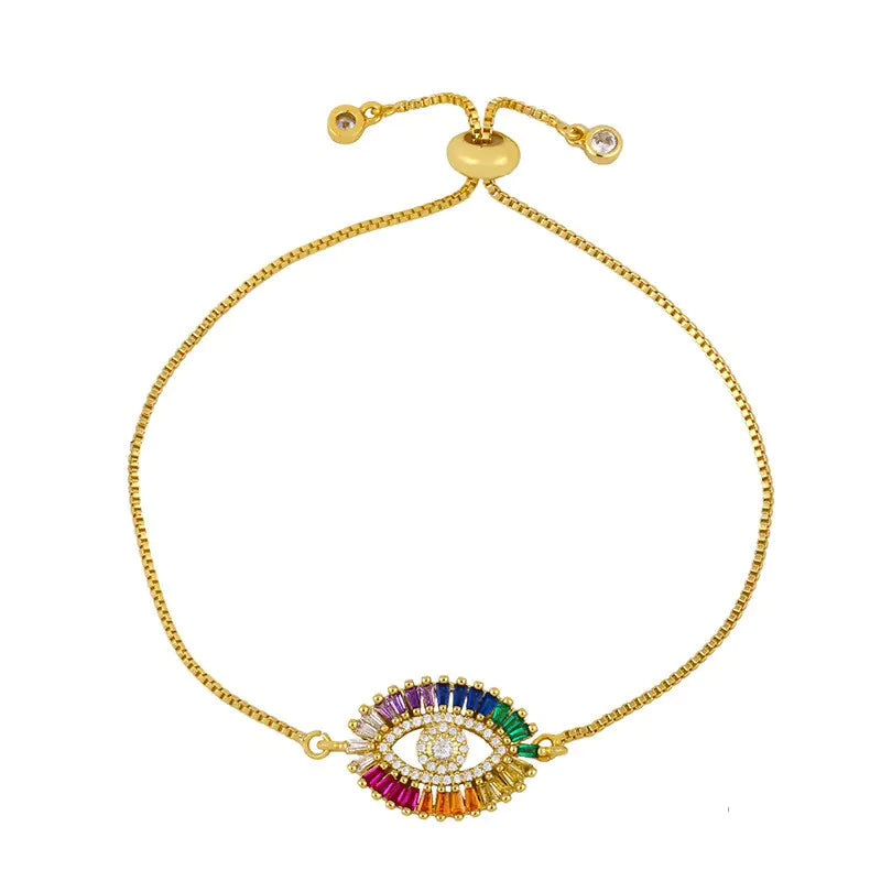 Colorful Crystal Evil Eye Bracelet with Rhinestones