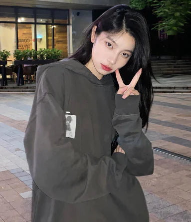 Trendy Hooded Korean Style Loose Top for Students