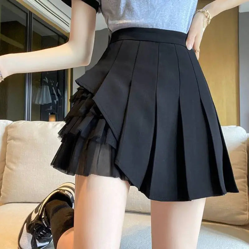 Pleated Women's Skirt with Mesh Detail