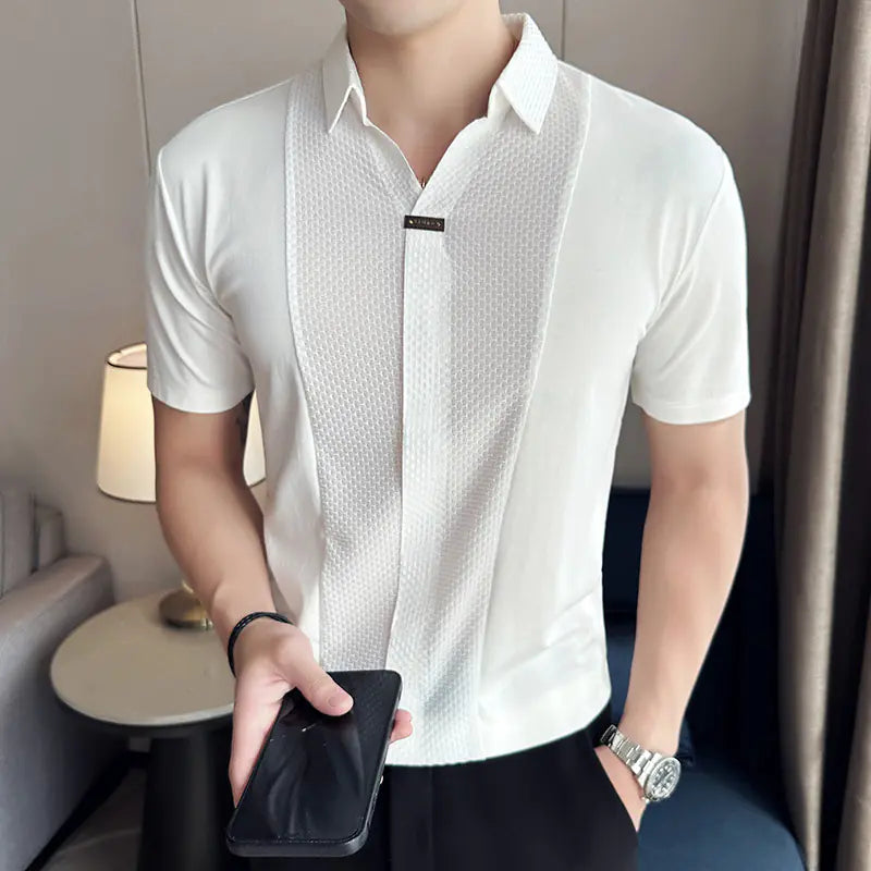 Korean Slim Fit Men's Short Sleeve Polo Shirt